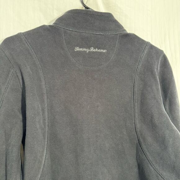 Tommy Bahama Black 1/2 Zip Sweater Pullover Women’s Medium Nautical Swordfish - Picture 3 of 7